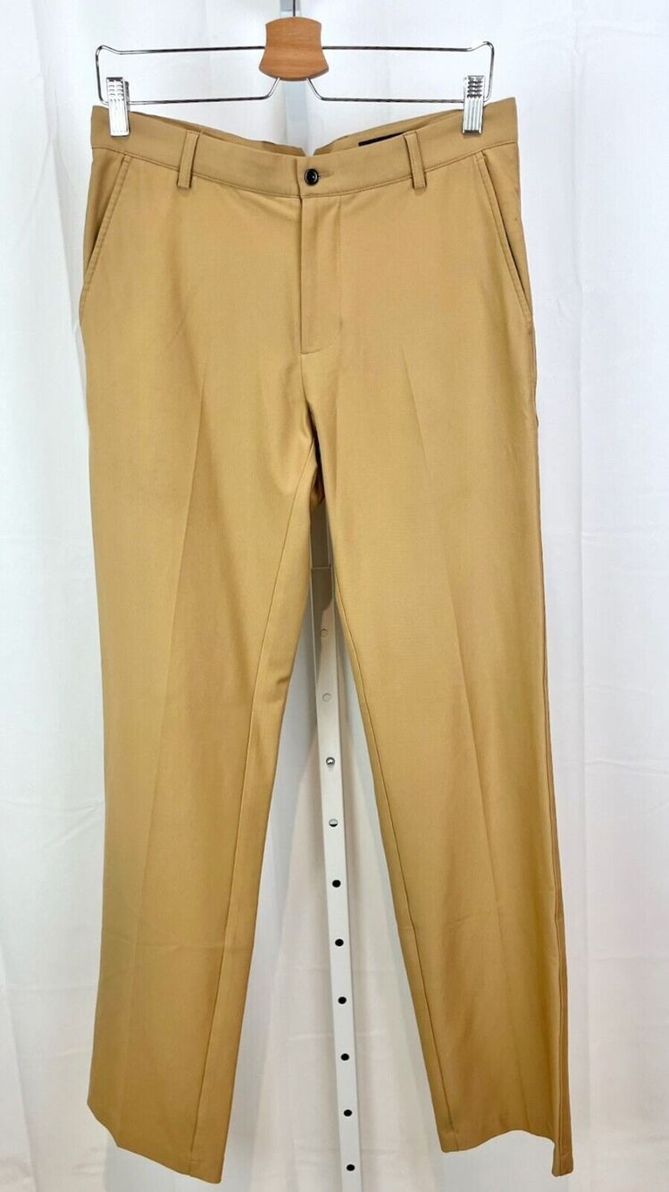 DUNNING Mens 30 x 32 Golf Pants Everbest Flat Front Zip Fly Stretch Tan Brown